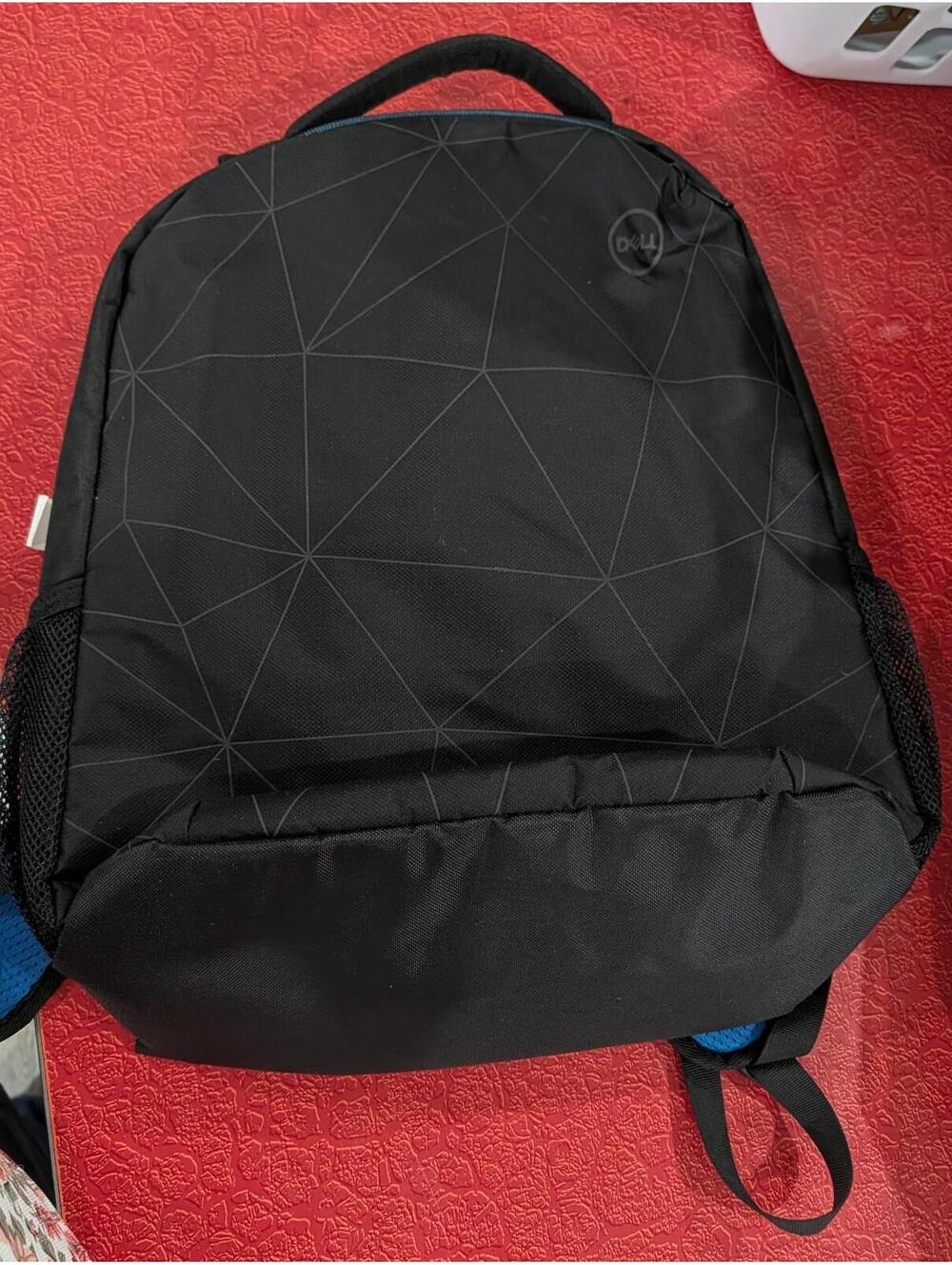 Dell Computer Tek Backpack Black And Blue Bag Organizer Geometric Design